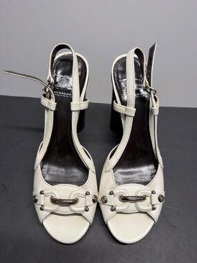 Burberry White Open Toe Heels